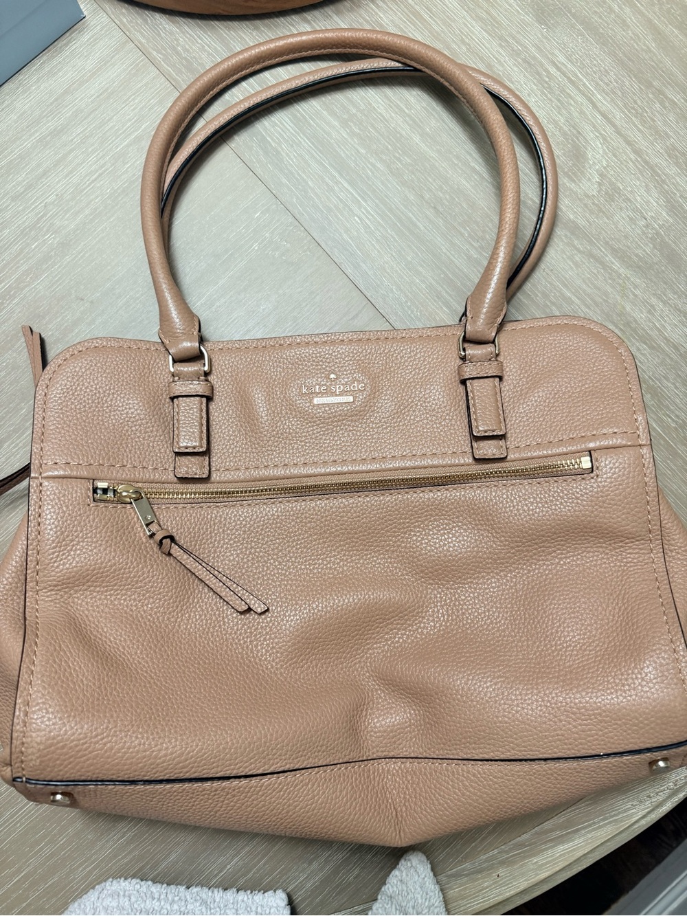 kate spade Pebbled Satchel in Beige-Tan